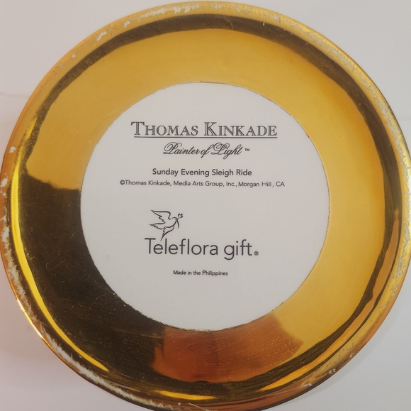 Thomas Kinkade Sunday Evening Sleigh Ride Porcelain Bowl Flower Vase - Picture 7 of 8